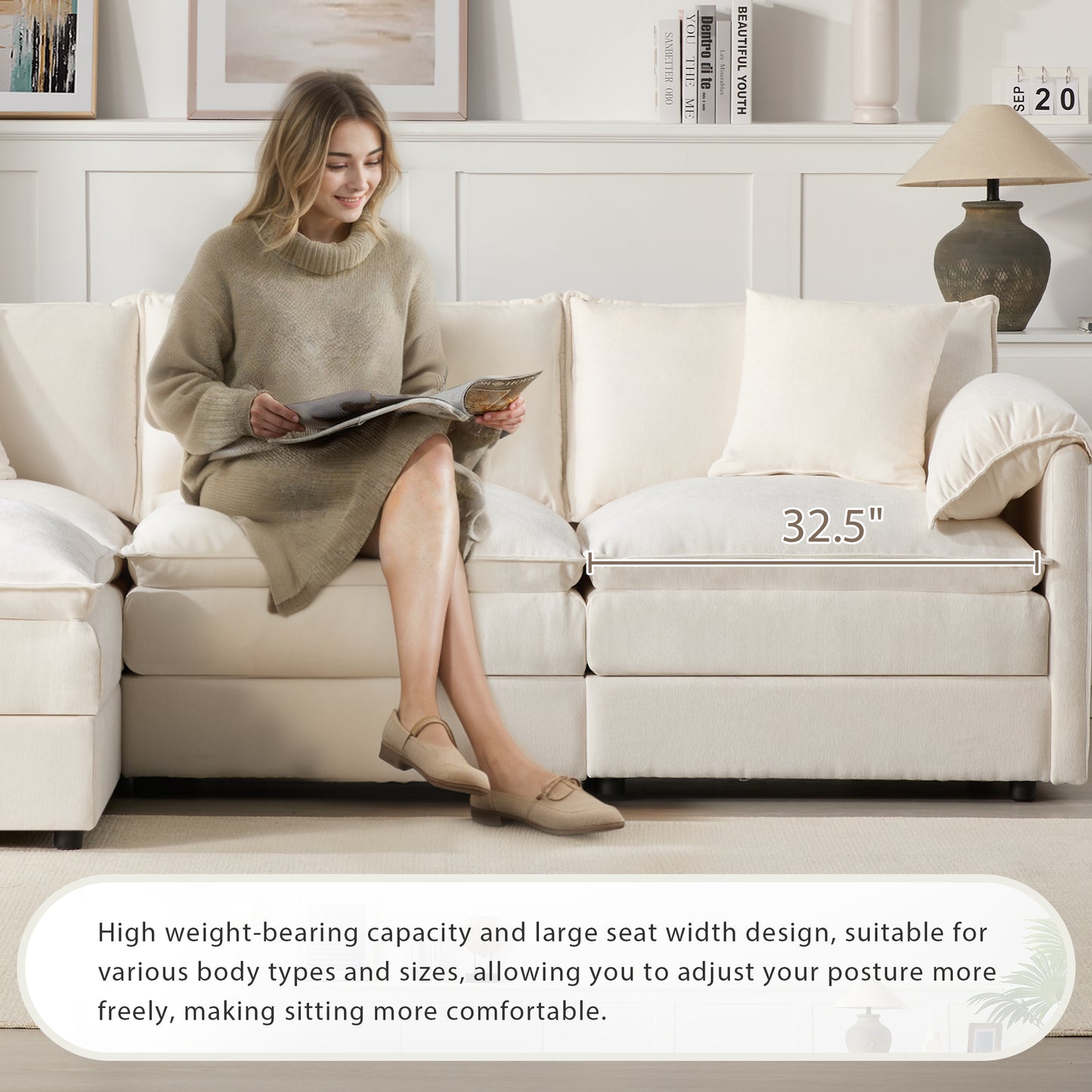 103.5" Chenille Modular Sectional Sofa