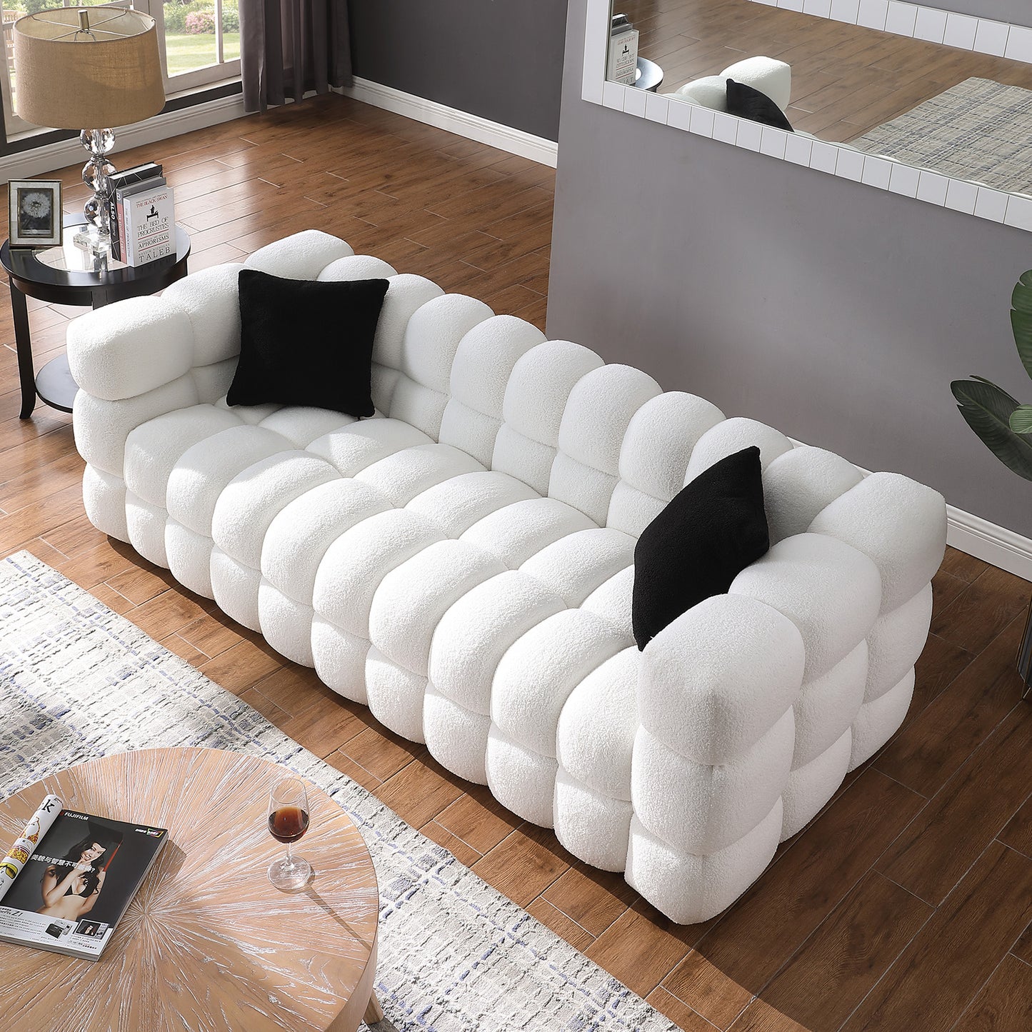 Marshmallow Boucle Sofa – 84.3" Three-Seater in White