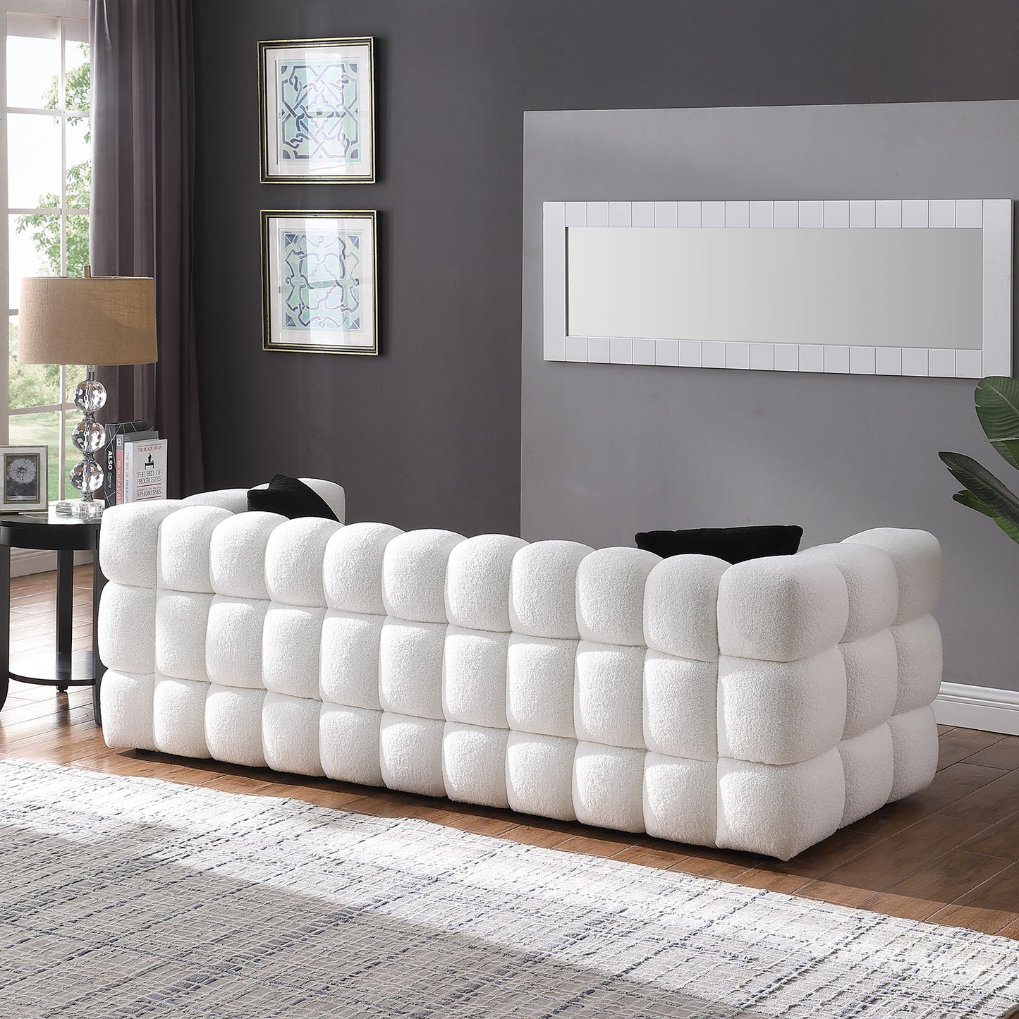 Marshmallow Boucle Sofa – 84.3" Three-Seater in White