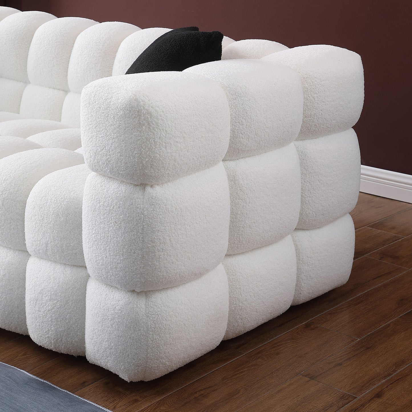 Marshmallow Boucle Sofa – 84.3" Three-Seater in White