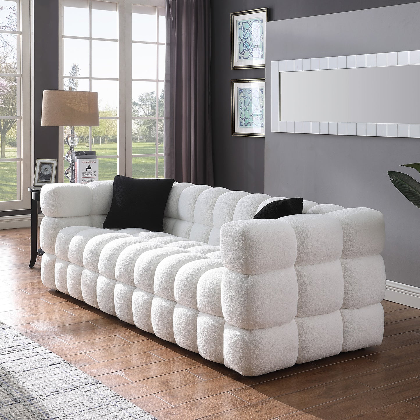 Marshmallow Boucle Sofa – 84.3" Three-Seater in White