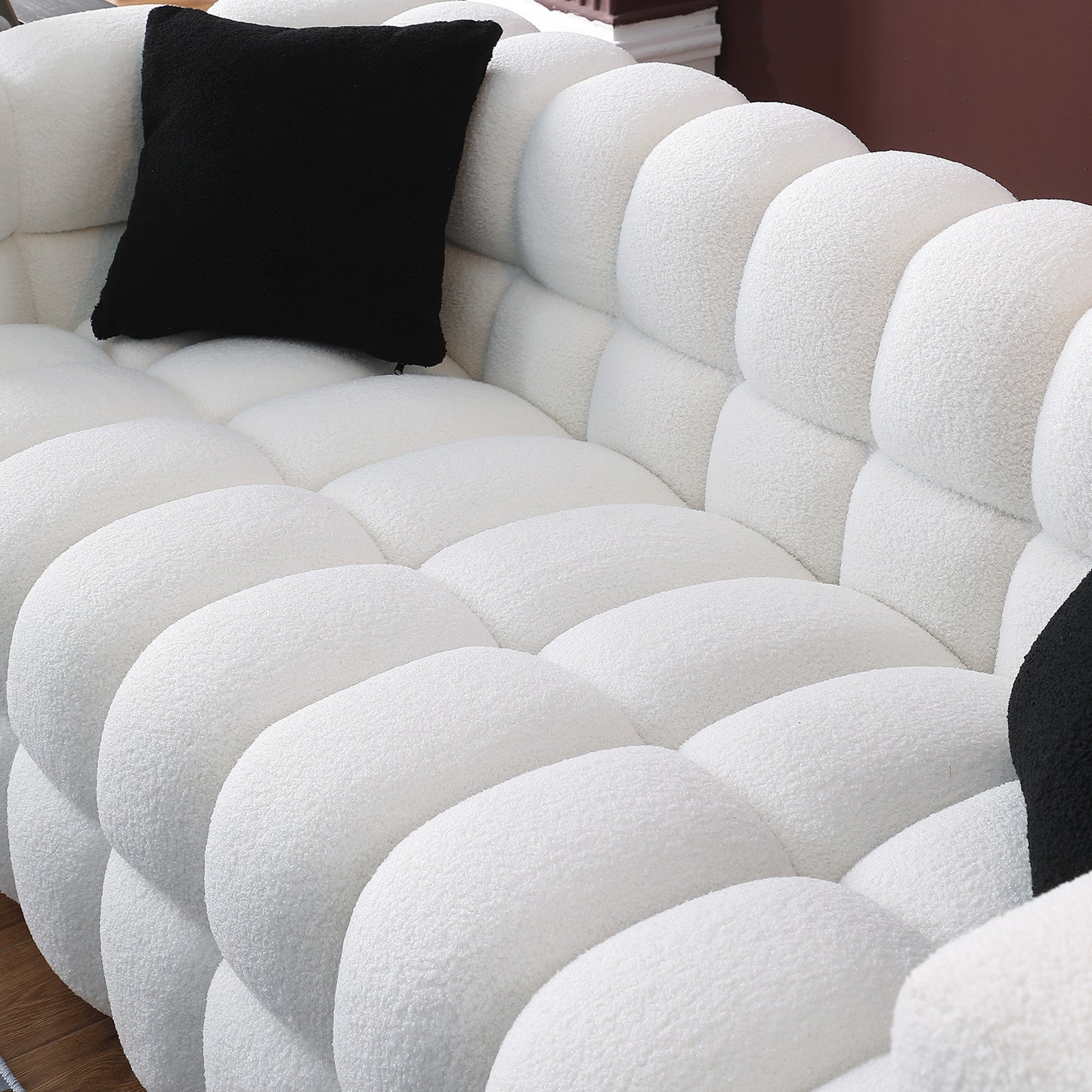 Marshmallow Boucle Sofa – 84.3" Three-Seater in White