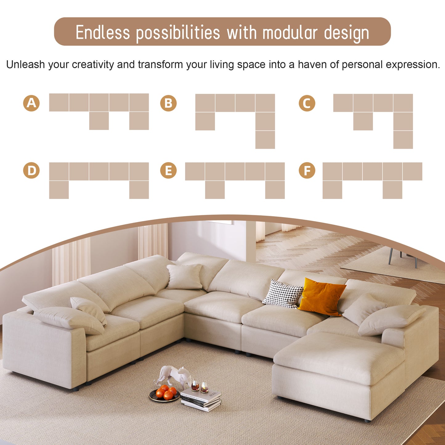 U-Style Oversized Modular Sectional Sofa