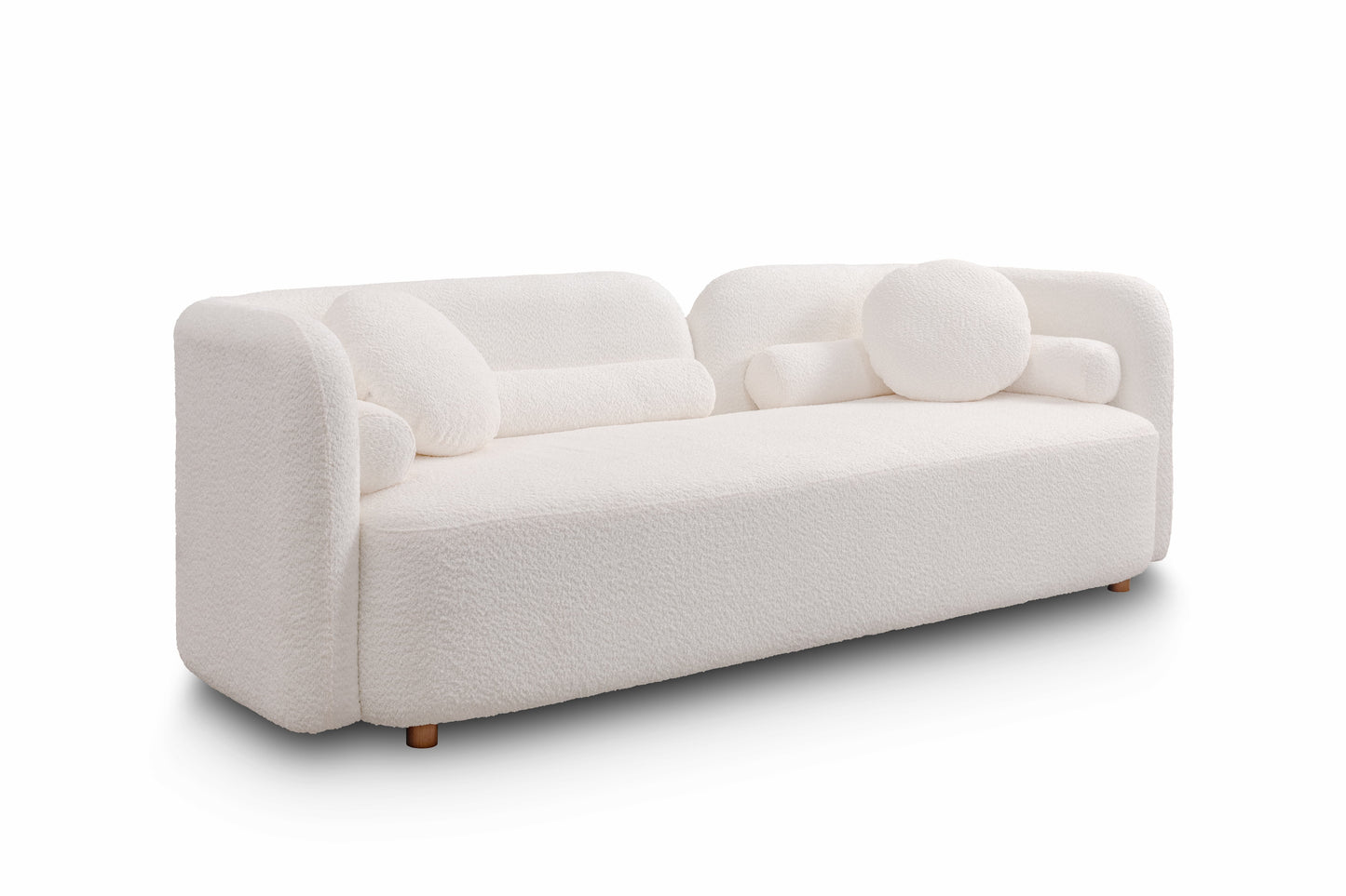 Luxury White Boucle Fleece Upholstered Comfy Couch