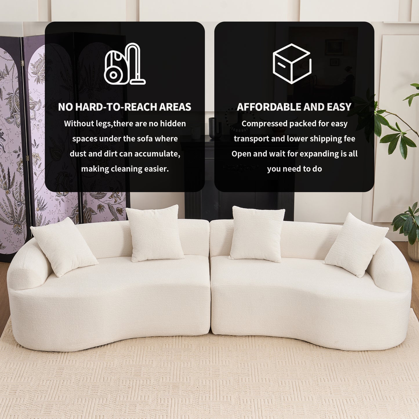 Luxurious 4-Seater White Chenille Sofa