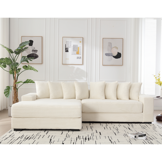 Oversized L-Shaped Corduroy Sofa
