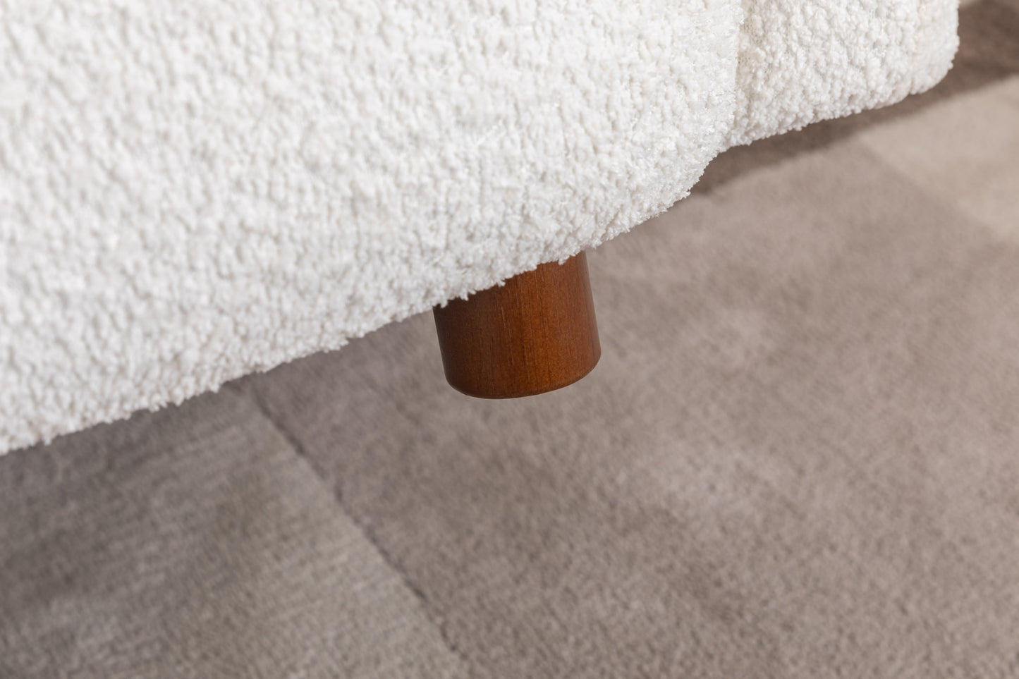 Luxury White Boucle Fleece Upholstered Comfy Couch