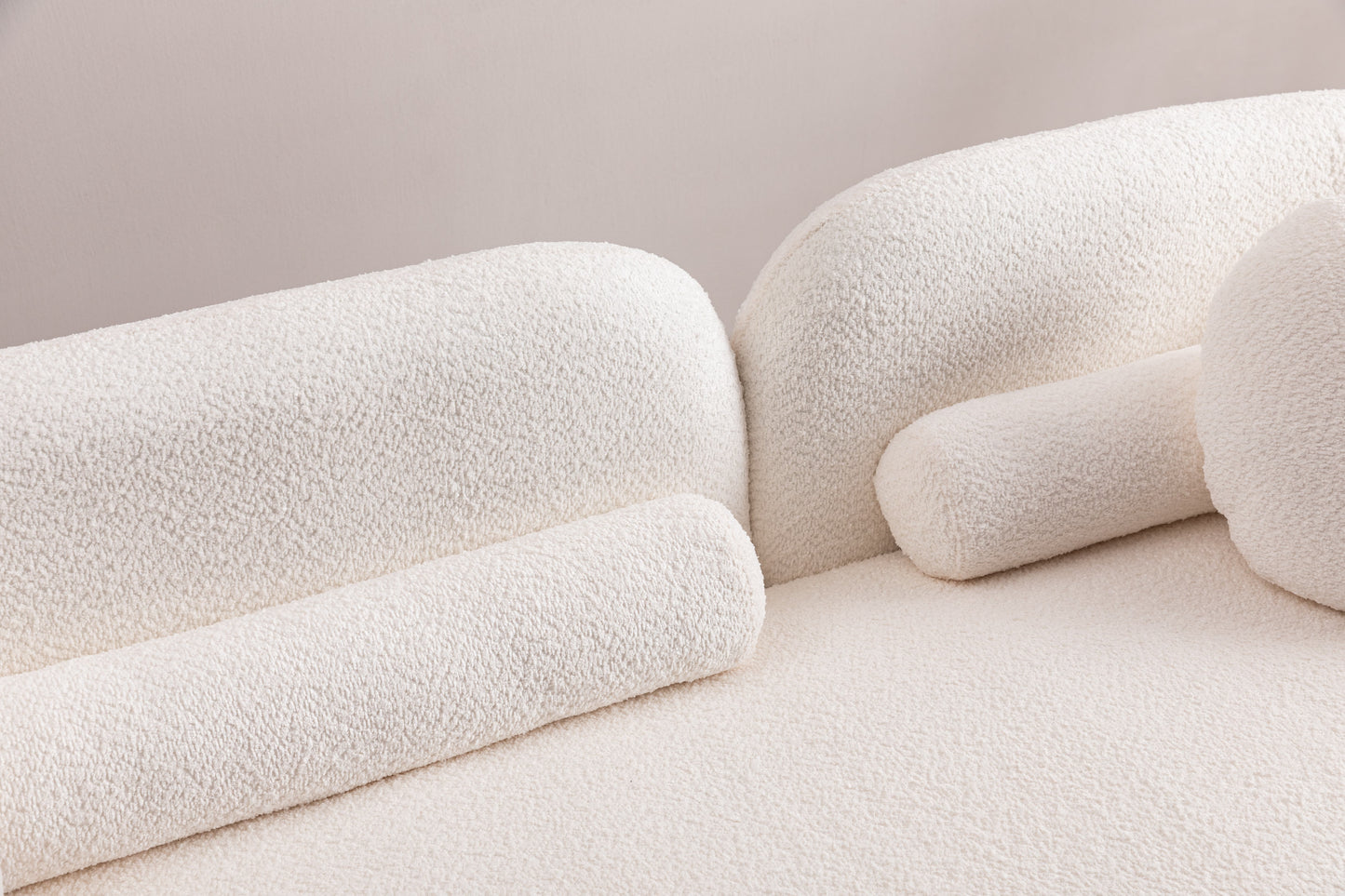 Luxury White Boucle Fleece Upholstered Comfy Couch