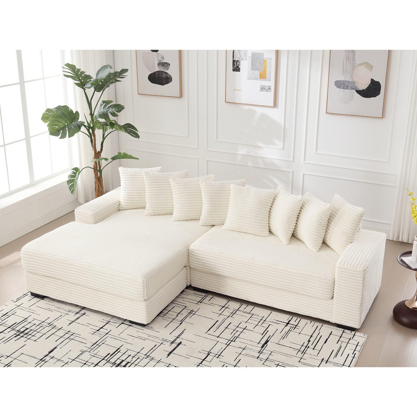 Oversized L-Shaped Corduroy Sofa