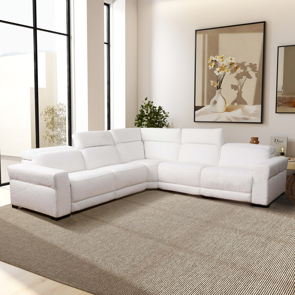 Yohan White Boucle Sectional Sofa