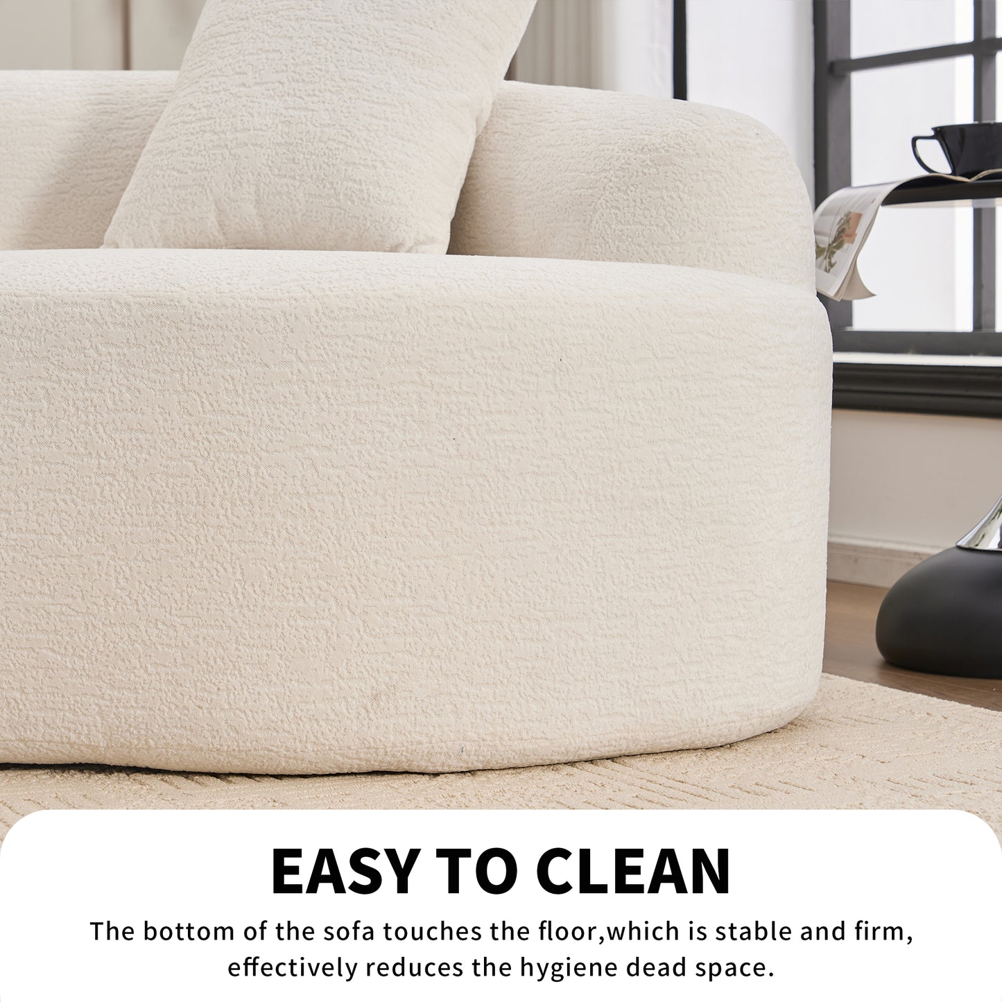 Luxurious 4-Seater White Chenille Sofa