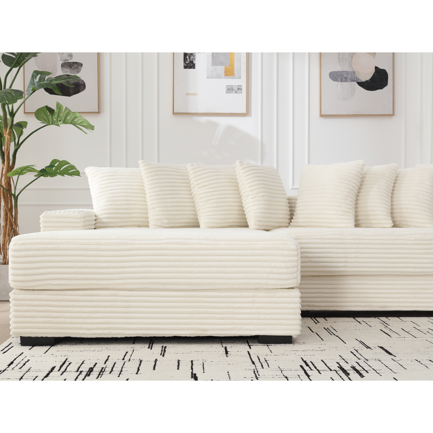 Oversized L-Shaped Corduroy Sofa