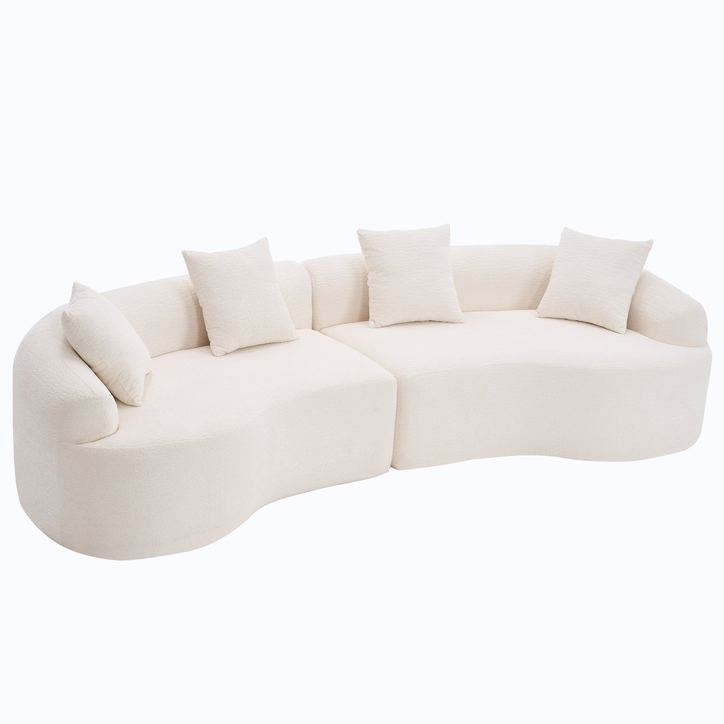 Luxurious 4-Seater White Chenille Sofa