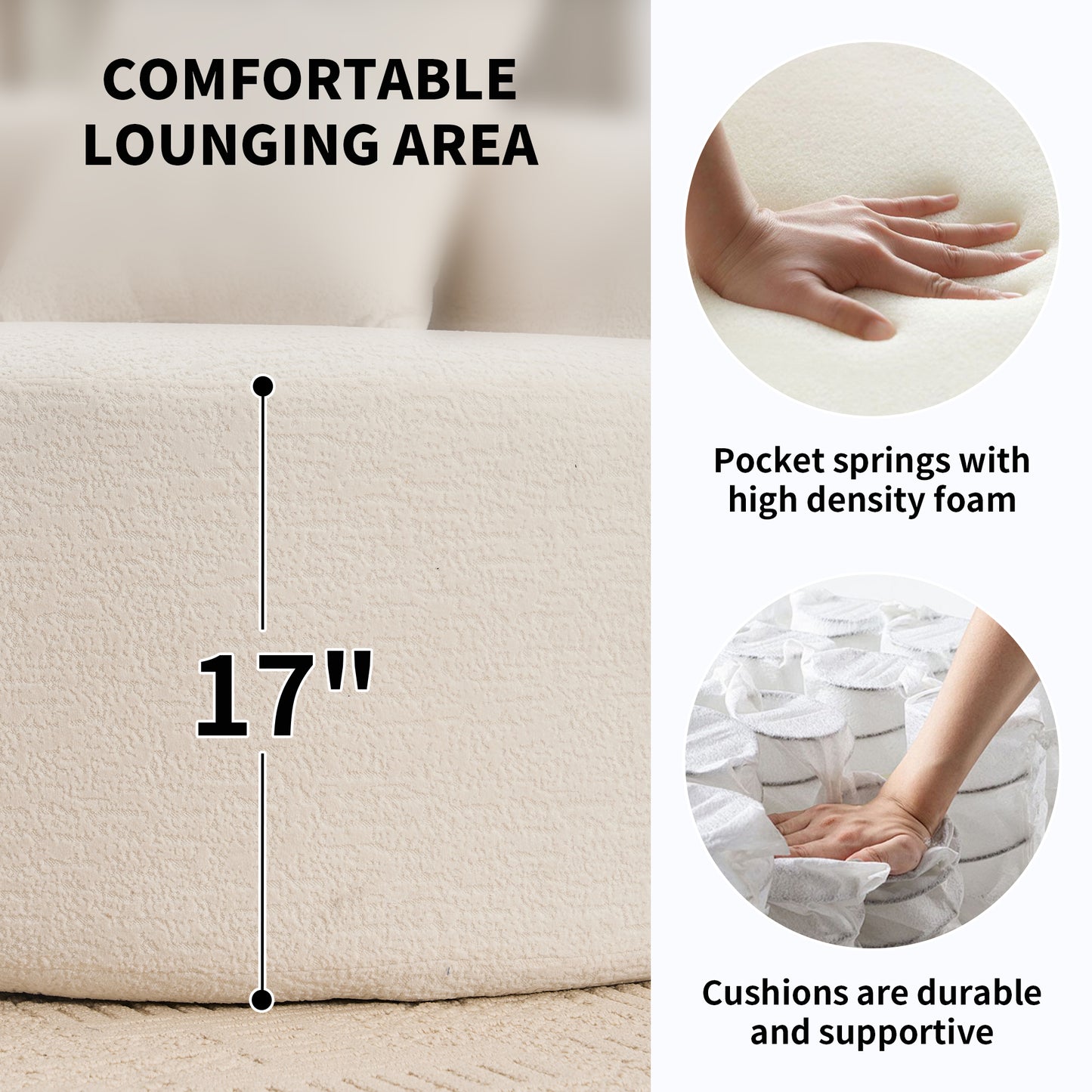 Luxurious 4-Seater White Chenille Sofa